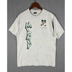 Vintage Disney Mickey Unlimited Sz XL TShirt Mouse Pocket Spellout Single Stitch
